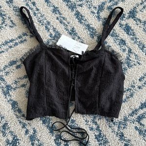 ZARA Black Lace Up Bustier Crop Top